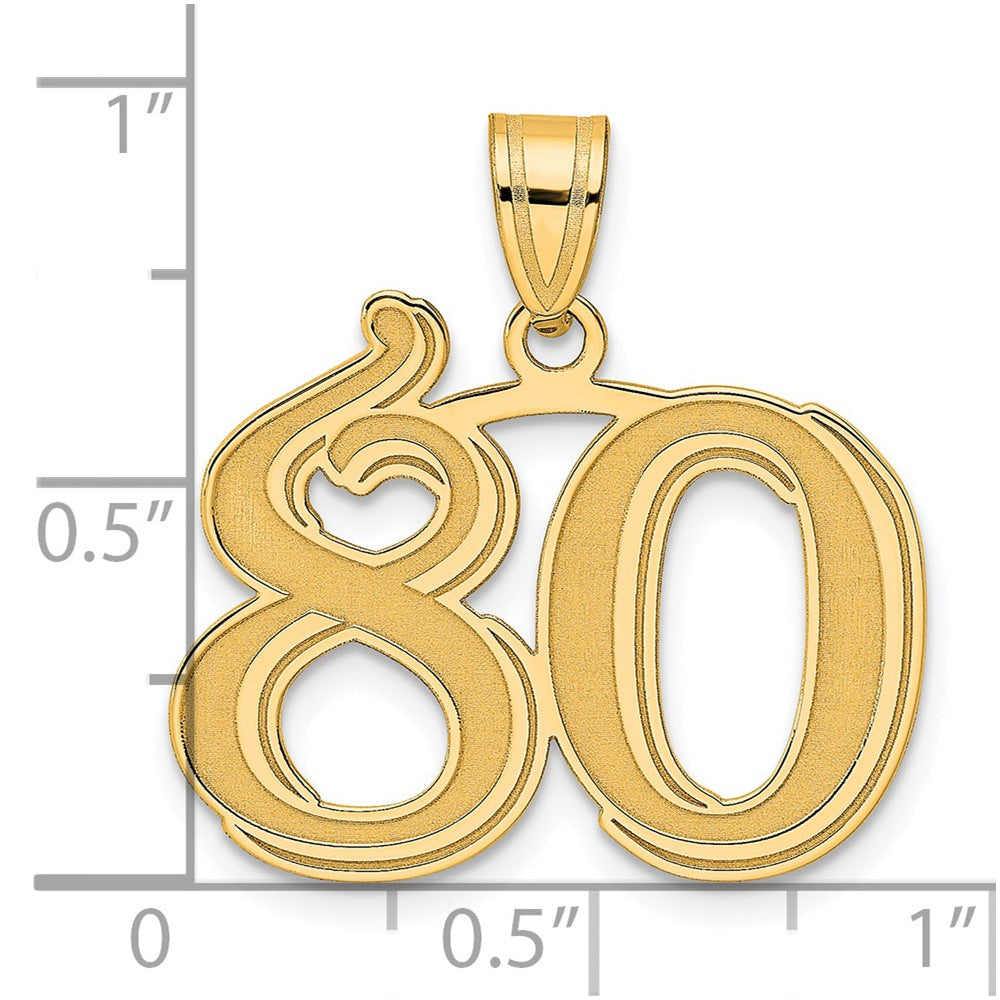 Charlie & Co Jewelry | 14k Polished Etched Number 80 Pendant - Model AEN80