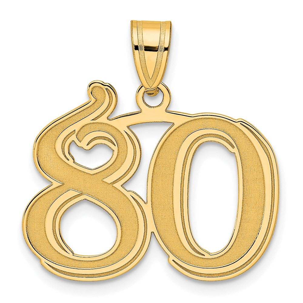 Charlie & Co Jewelry | 14k Polished Etched Number 80 Pendant - Model AEN80