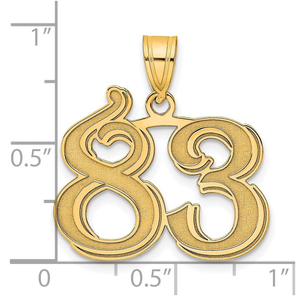 Charlie & Co Jewelry | 14k Polished Etched Number 83 Pendant - Model AEN83