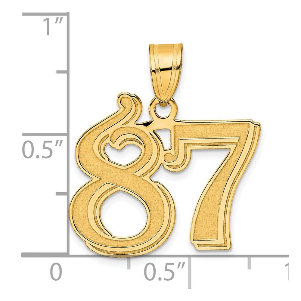 Charlie & Co Jewelry | 14k Polished Etched Number 87 Pendant - Model AEN87