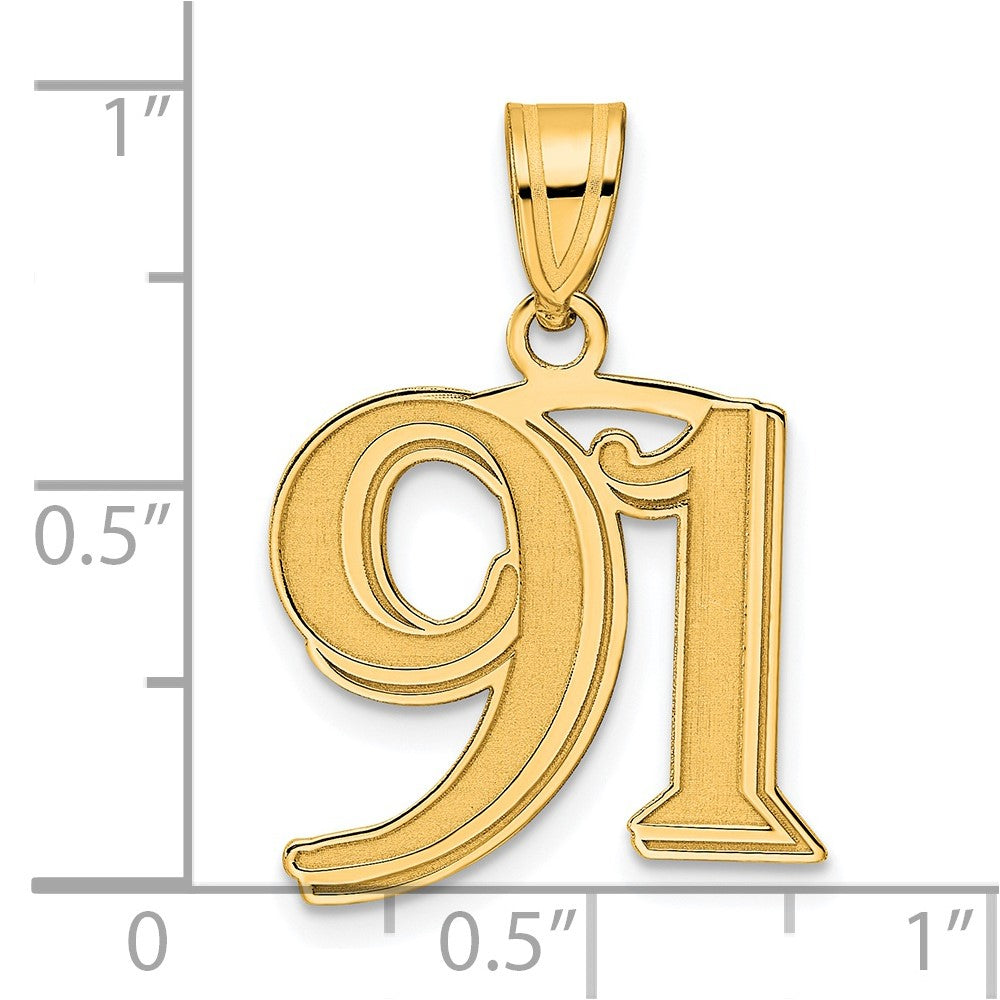 Charlie & Co Jewelry | 14k Polished Etched Number 91 Pendant - Model AEN91