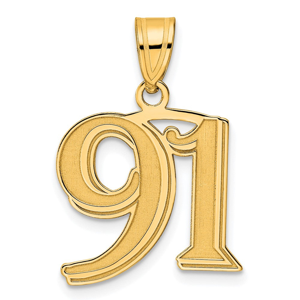 Charlie & Co Jewelry | 14k Polished Etched Number 91 Pendant - Model AEN91