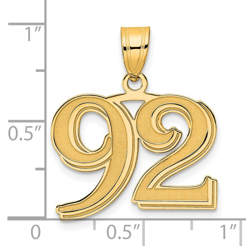 Charlie & Co Jewelry | 14k Polished Etched Number 92 Pendant - Model AEN92