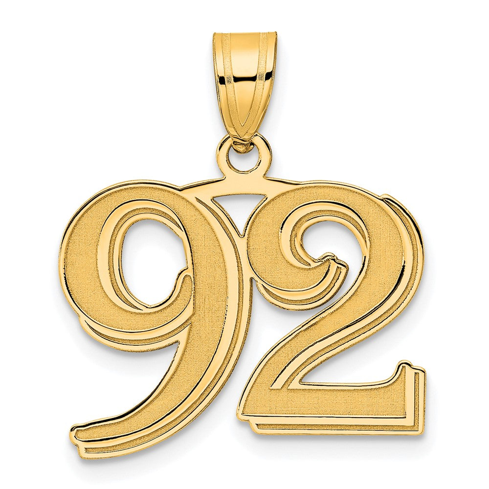 Charlie & Co Jewelry | 14k Polished Etched Number 92 Pendant - Model AEN92
