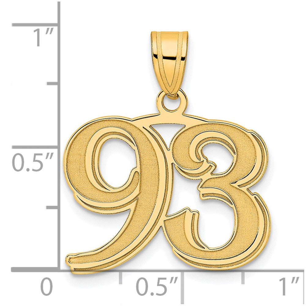 Charlie & Co Jewelry | 14k Polished Etched Number 93 Pendant - Model AEN93