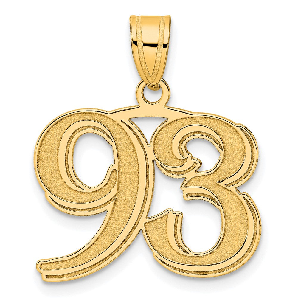 Charlie & Co Jewelry | 14k Polished Etched Number 93 Pendant - Model AEN93
