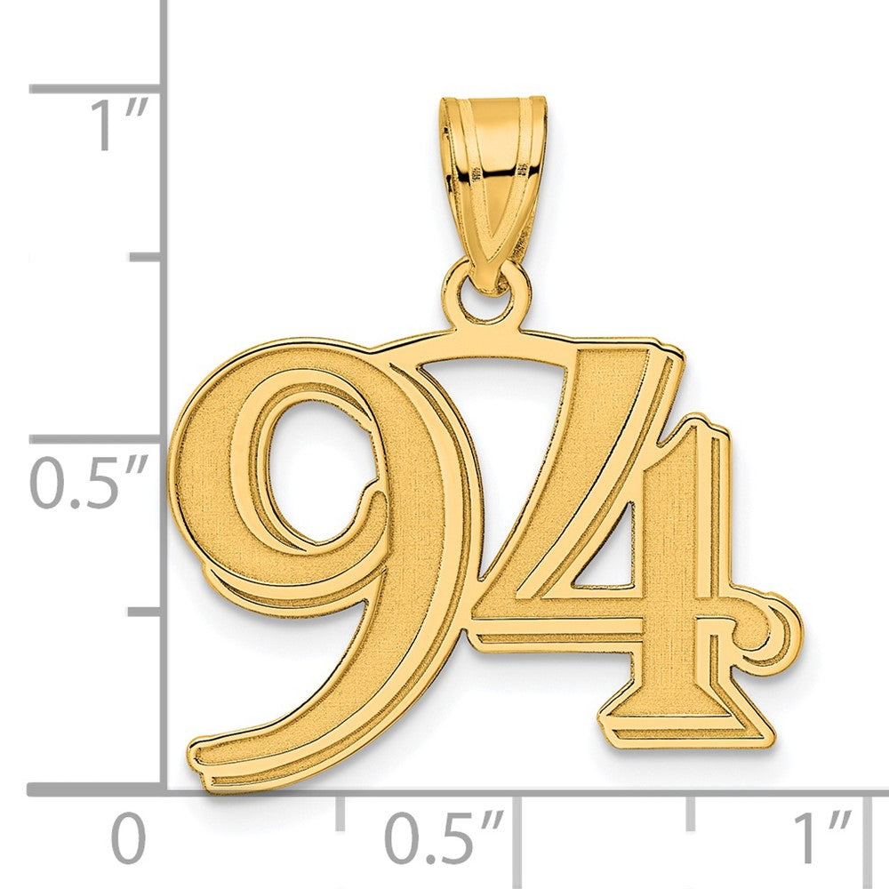 Charlie & Co Jewelry | 14k Polished Etched Number 94 Pendant - Model AEN94