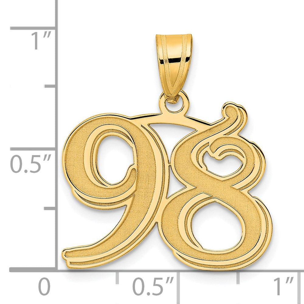 Charlie & Co Jewelry | 14k Polished Etched Number 98 Pendant - Model AEN98