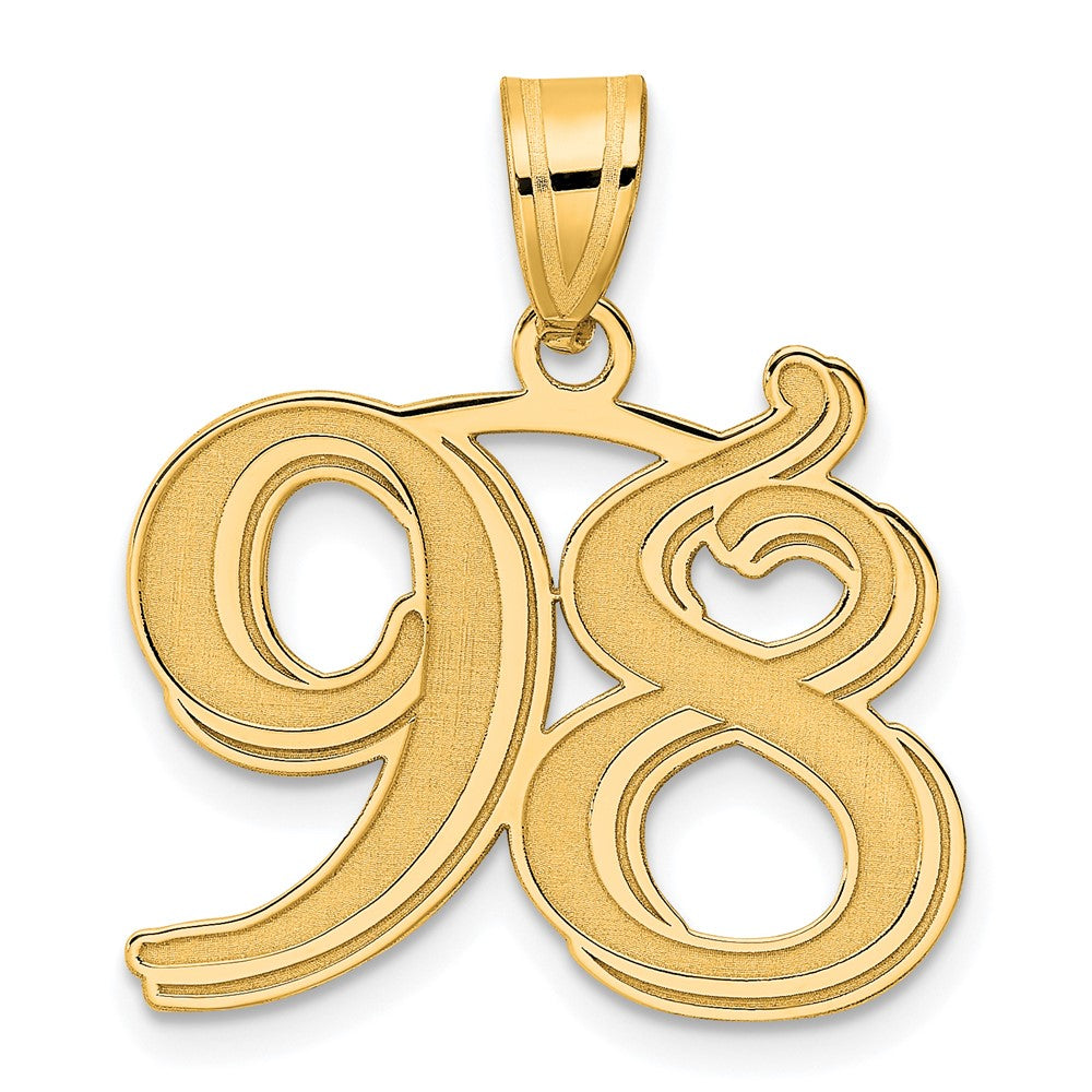 Charlie & Co Jewelry | 14k Polished Etched Number 98 Pendant - Model AEN98