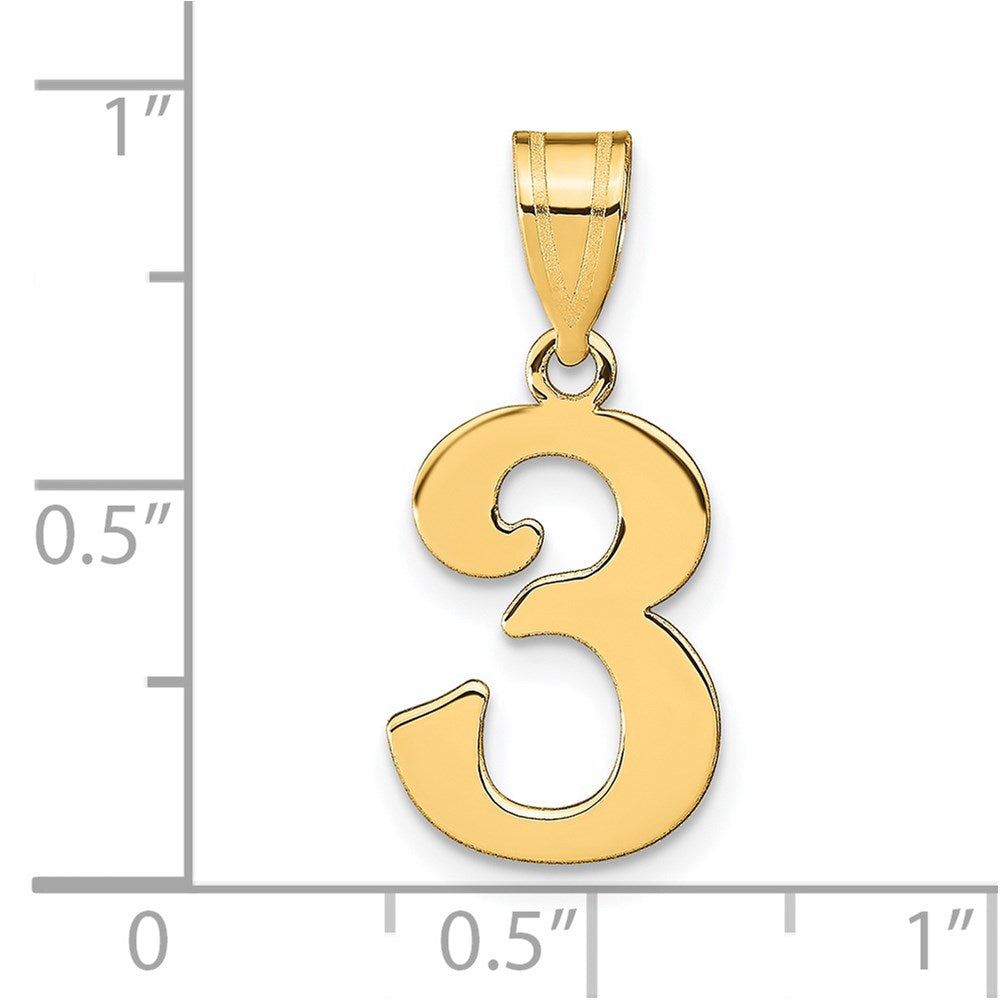 Charlie & Co Jewelry | 14k Polished Number 3 Pendant - Model APN03