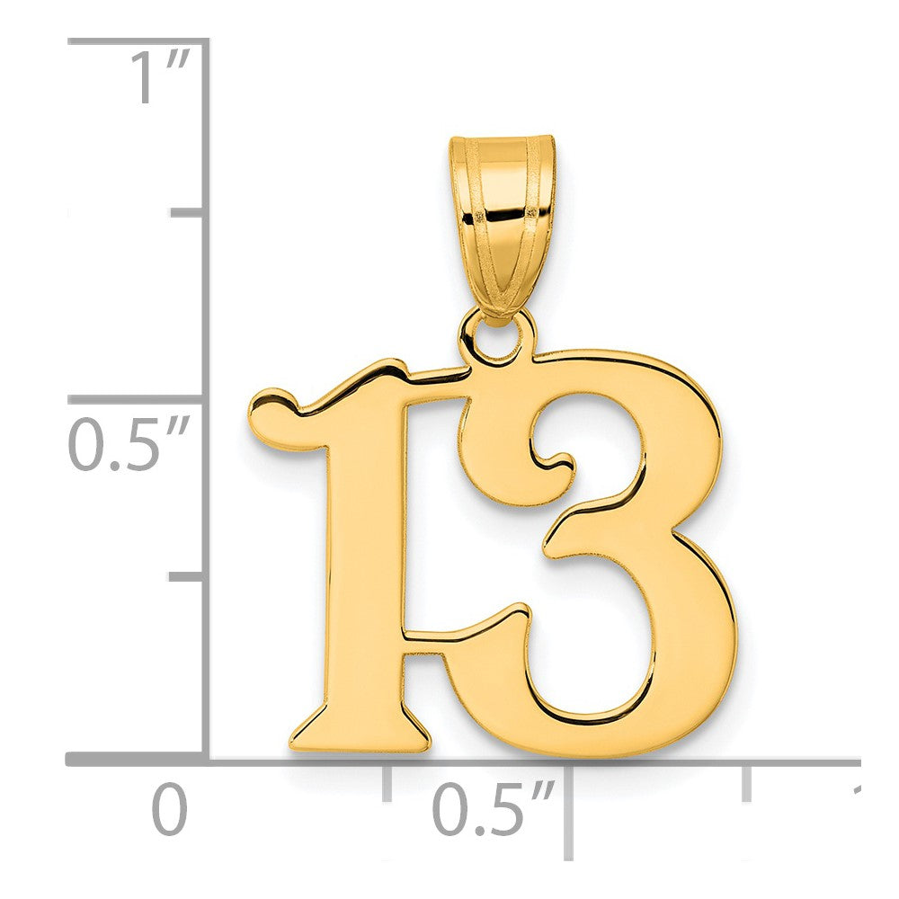 Charlie & Co Jewelry | 14k Polished Number 13 Pendant - Model APN13
