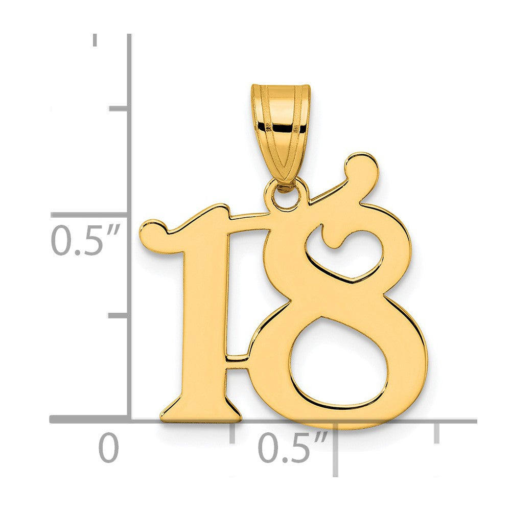 Charlie & Co Jewelry | 14k Polished Number 18 Pendant - Model APN18