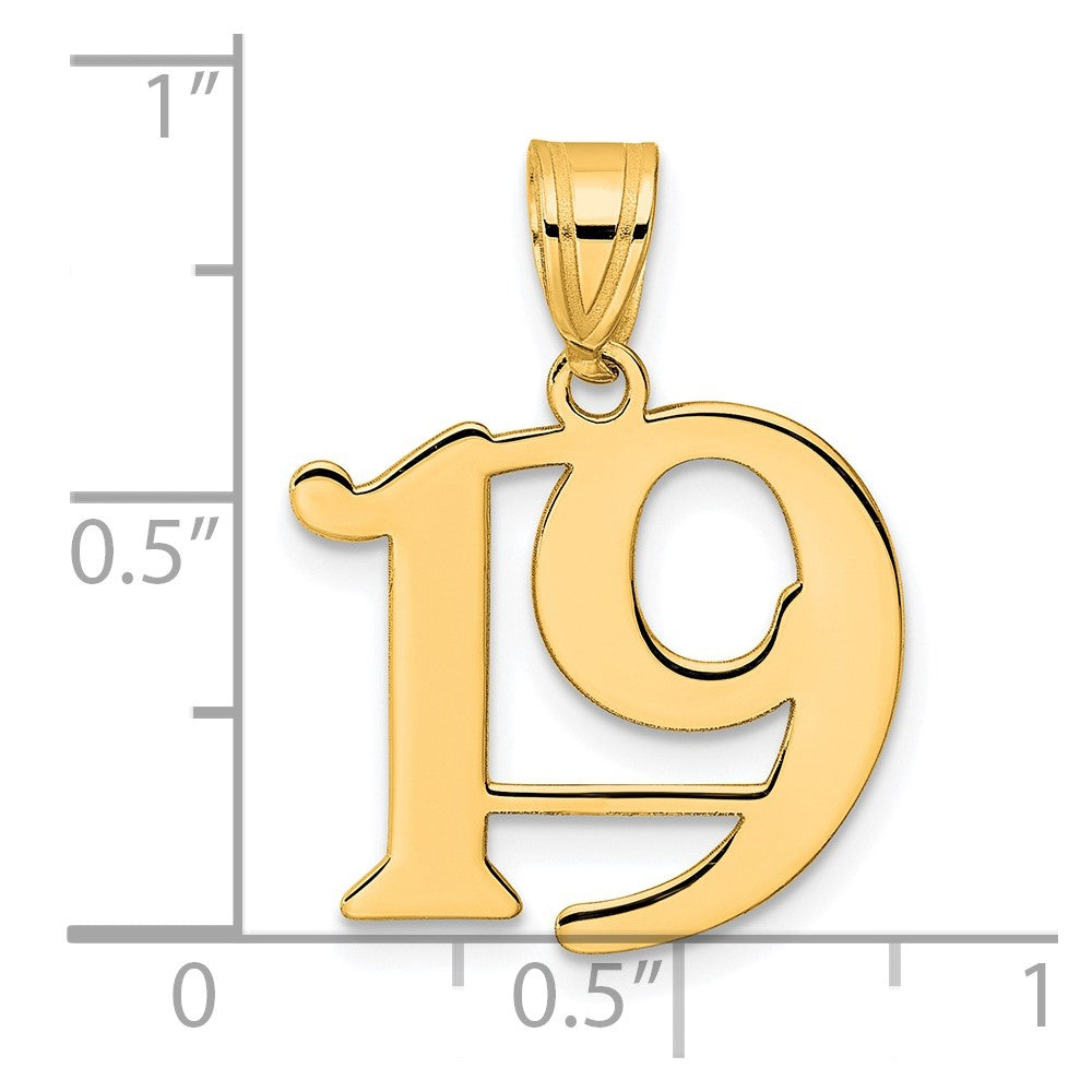 Charlie & Co Jewelry | 14k Polished Number 19 Pendant - Model APN19