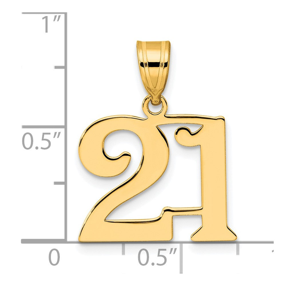 Charlie & Co Jewelry | 14k Polished Number 21 Pendant - Model APN21