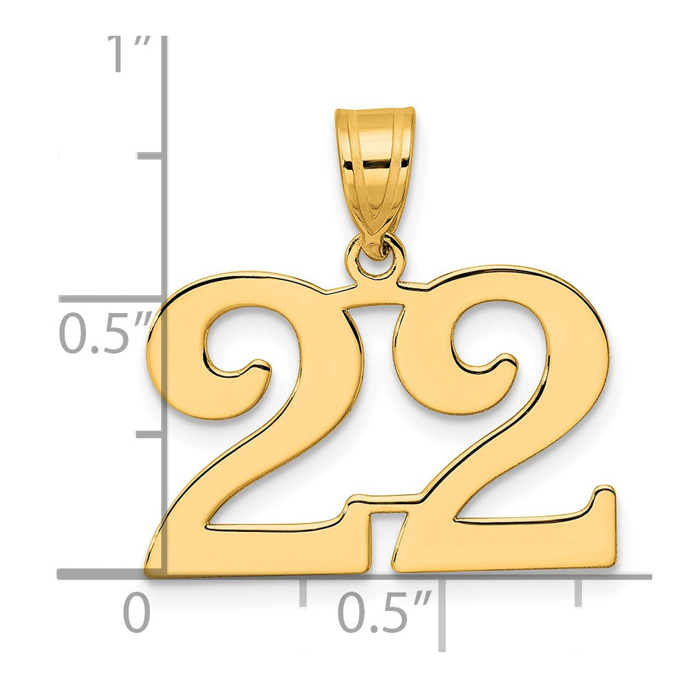 Charlie & Co Jewelry | 14k Polished Number 22 Pendant - Model APN22