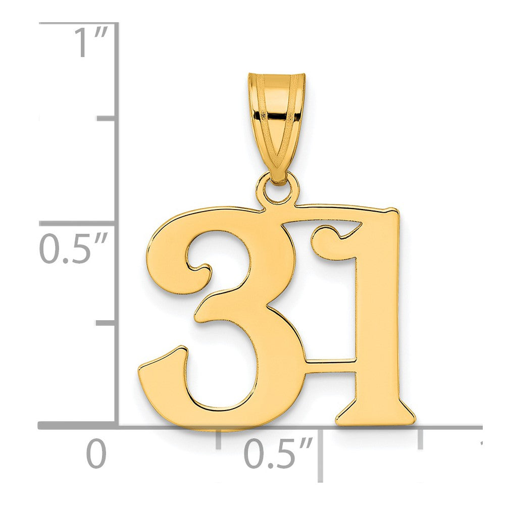 Charlie & Co Jewelry | 14k Polished Number 31 Pendant - Model APN31