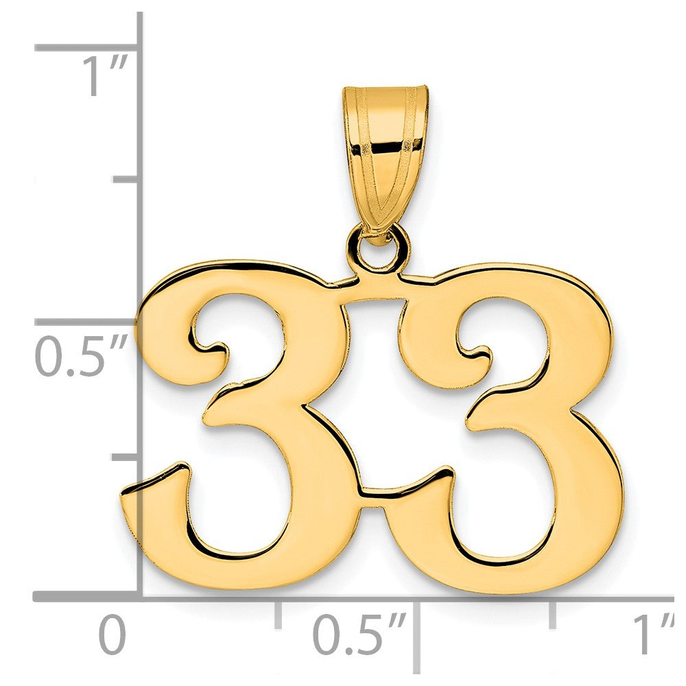 Charlie & Co Jewelry | 14k Polished Number 33 Pendant - Model APN33
