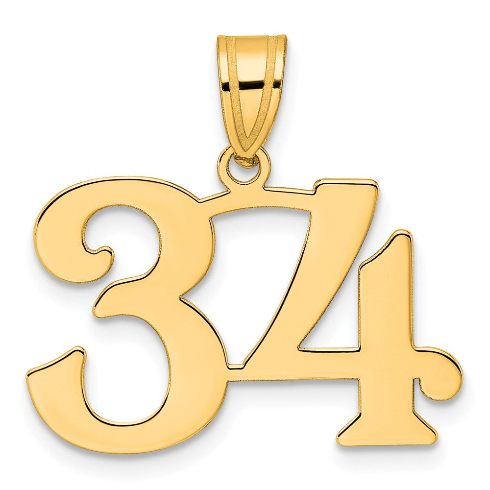 Charlie & Co Jewelry | 14k Polished Number 34 Pendant - Model APN34