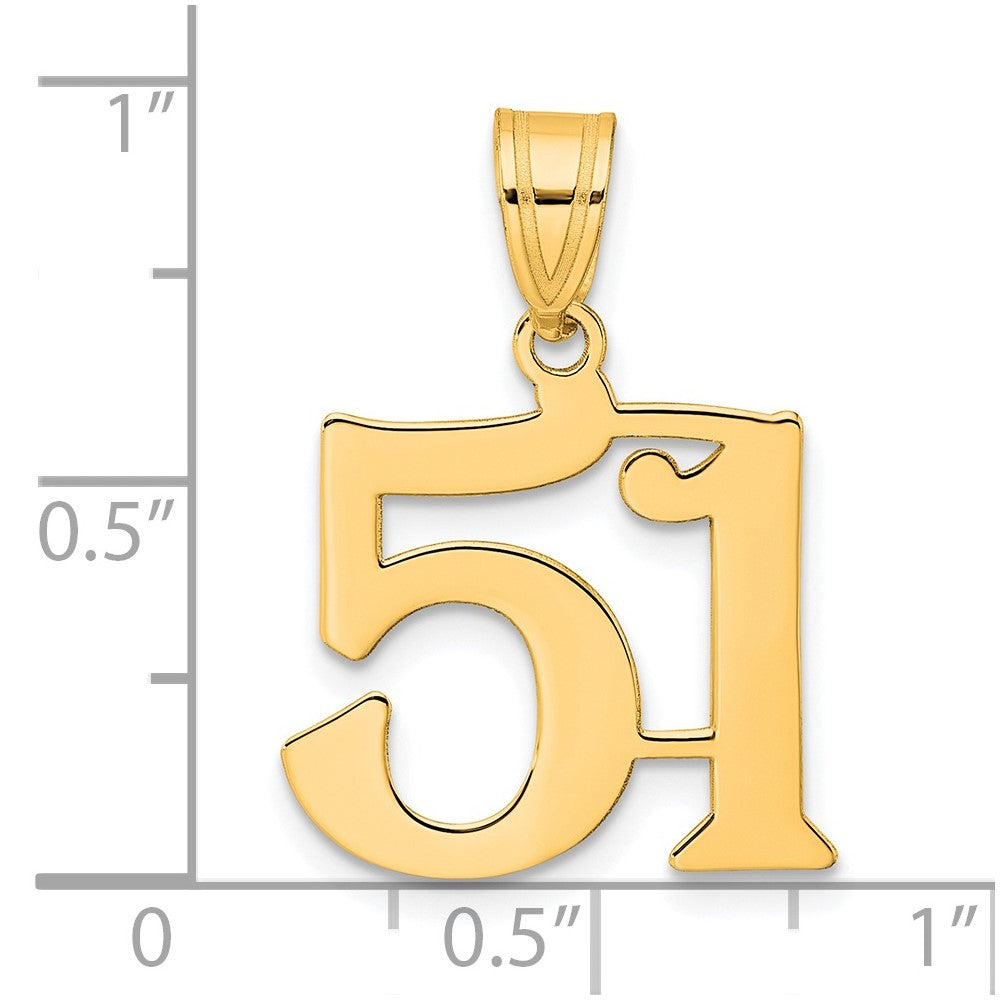Charlie & Co Jewelry | 14k Polished Number 51 Pendant - Model APN51