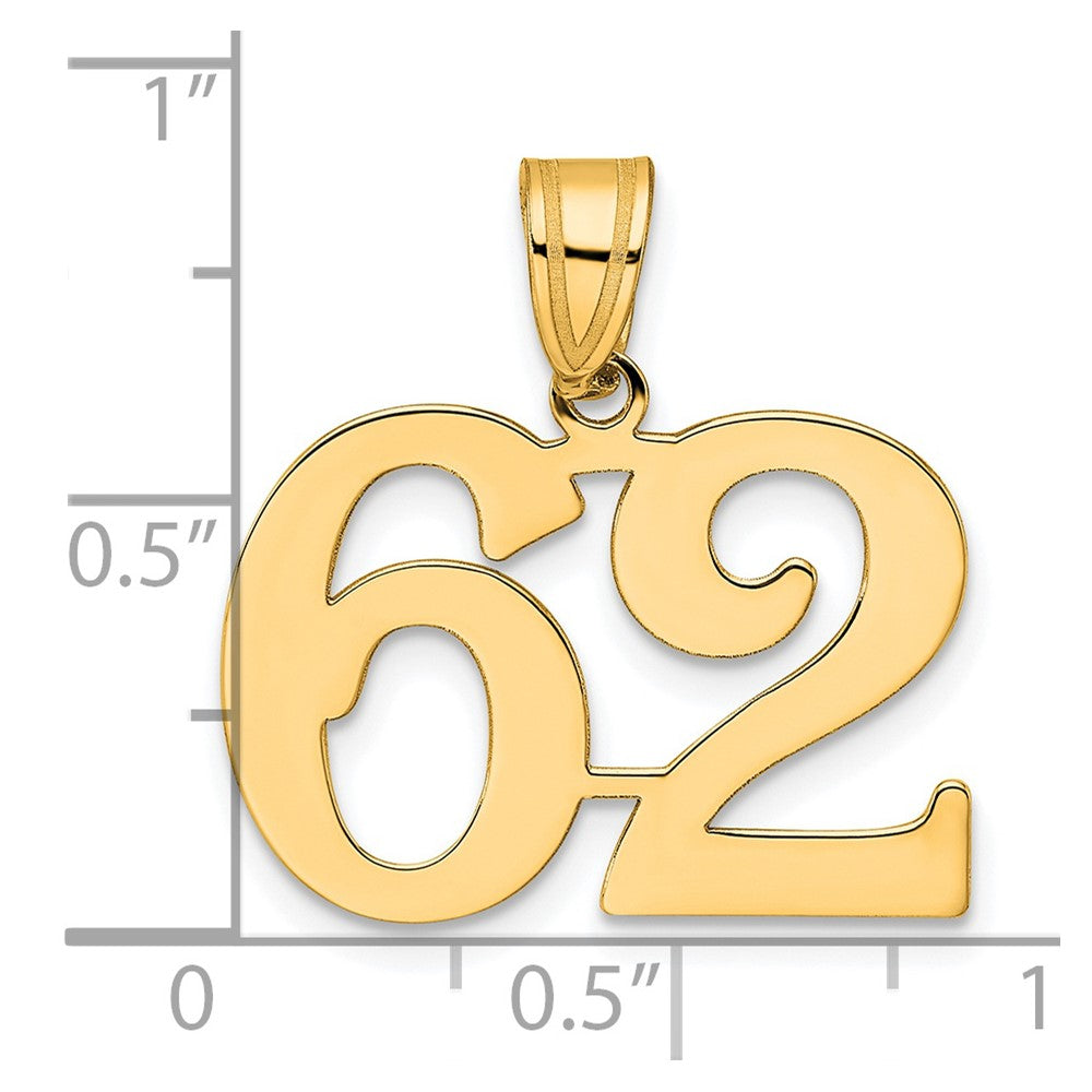 Charlie & Co Jewelry | 14k Polished Number 62 Pendant - Model APN62