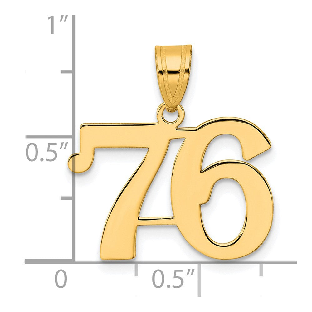 Charlie & Co Jewelry | 14k Polished Number 76 Pendant - Model APN76