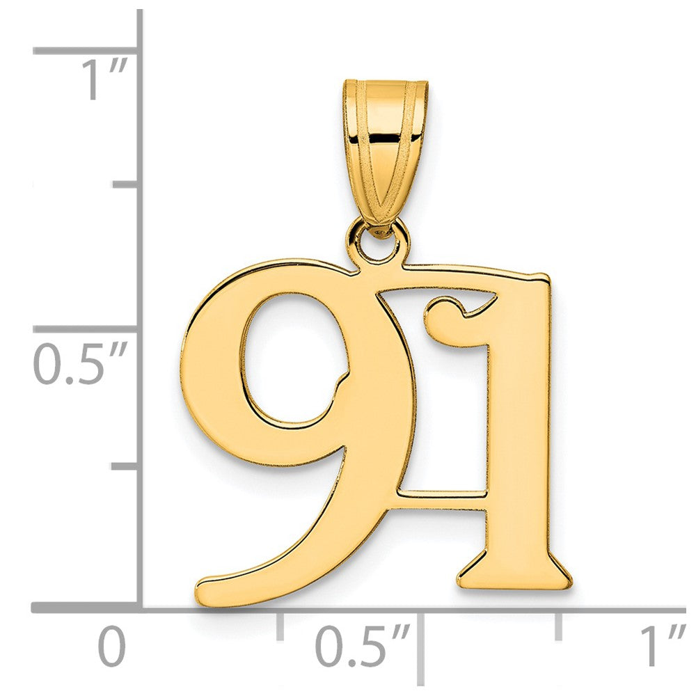 Charlie & Co Jewelry | 14k Polished Number 91 Pendant - Model APN91