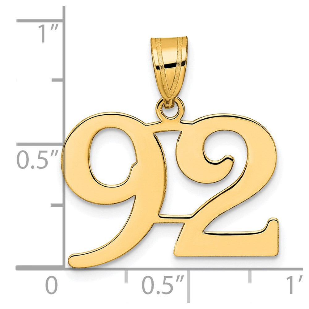 Charlie & Co Jewelry | 14k Polished Number 92 Pendant - Model APN92