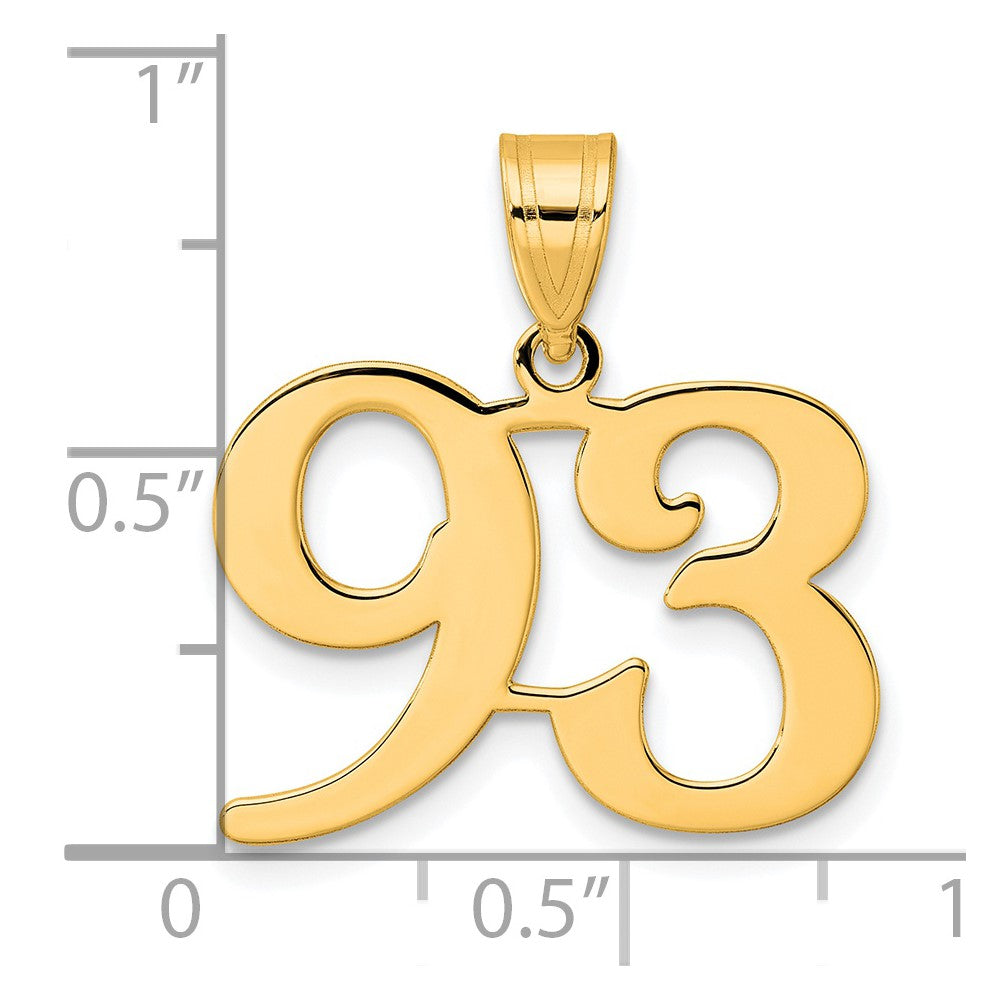 Charlie & Co Jewelry | 14k Polished Number 93 Pendant - Model APN93