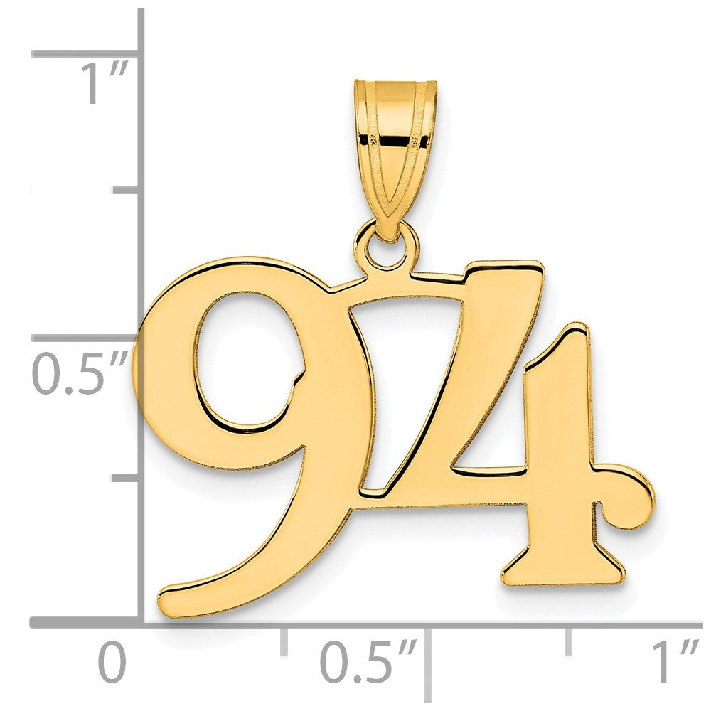 Charlie & Co Jewelry | 14k Polished Number 94 Pendant - Model APN94