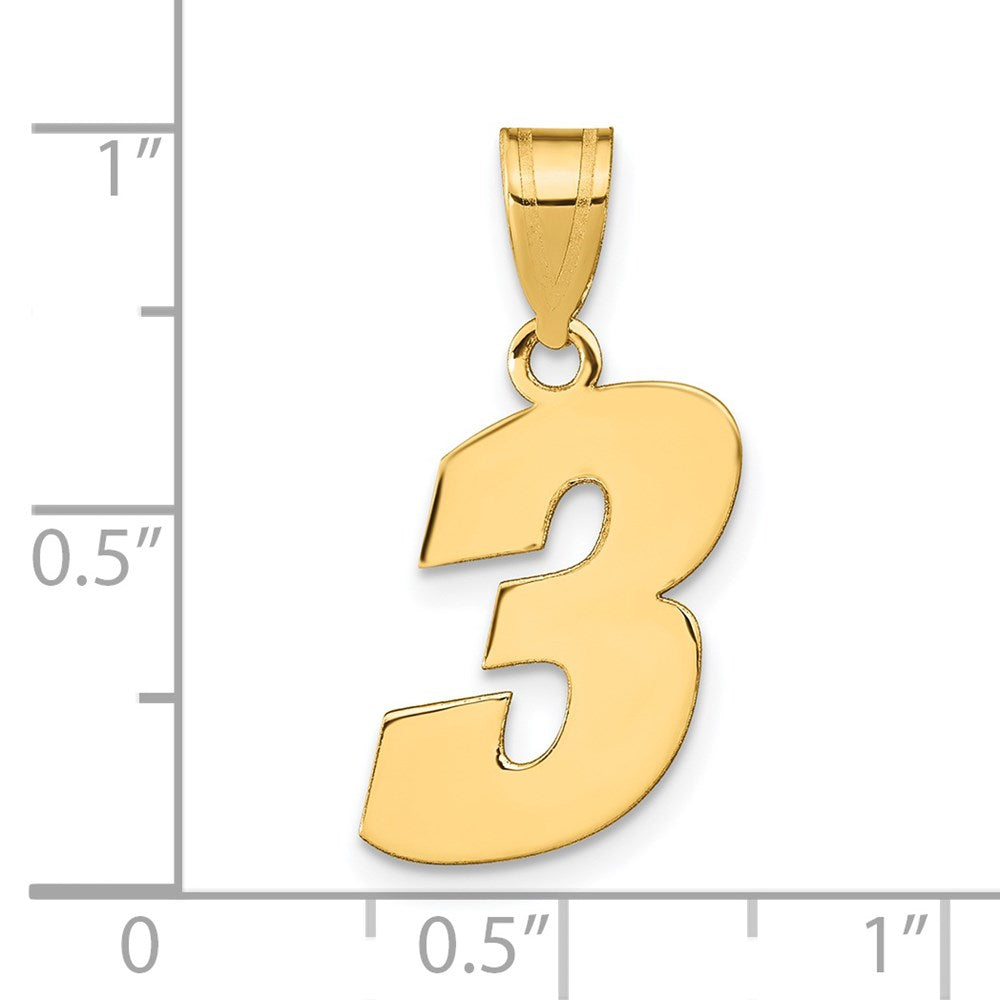 Charlie & Co Jewelry | 14k Polished Block Number 3 Pendant - Model BN03