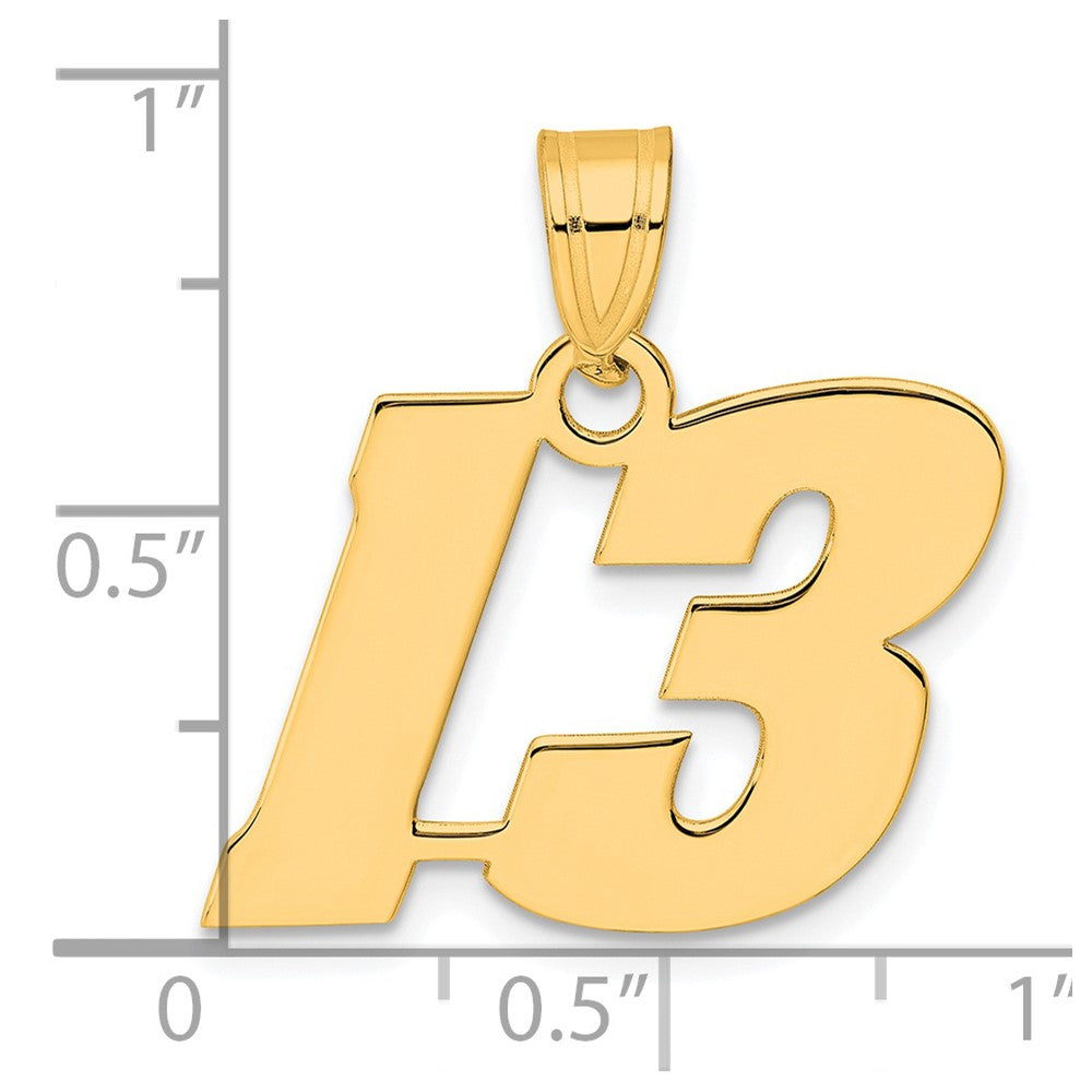 Charlie & Co Jewelry | 14k Polished Block Number 13 Pendant - Model BN13