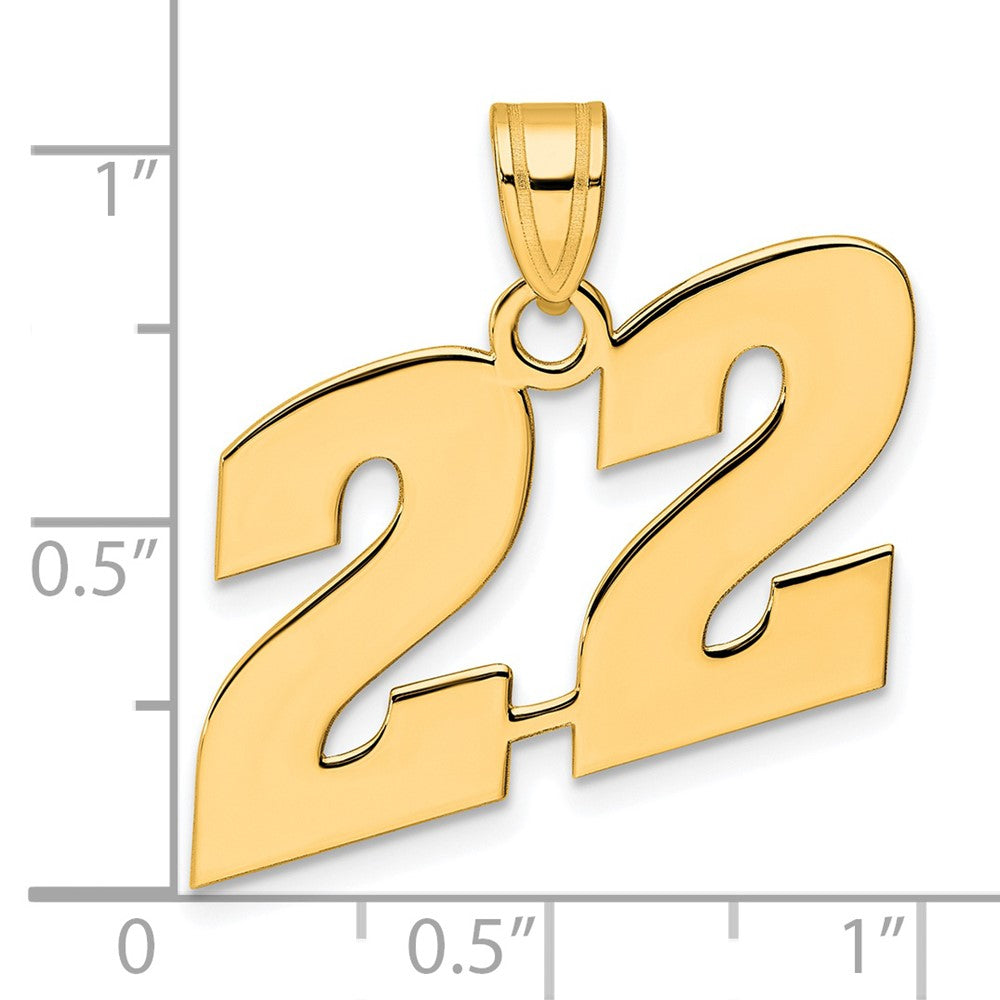 Charlie & Co Jewelry | 14k Polished Block Number 22 Pendant - Model BN22