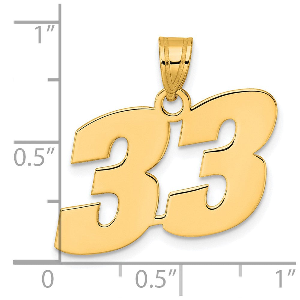 Charlie & Co Jewelry | 14k Polished Block Number 33 Pendant - Model BN33