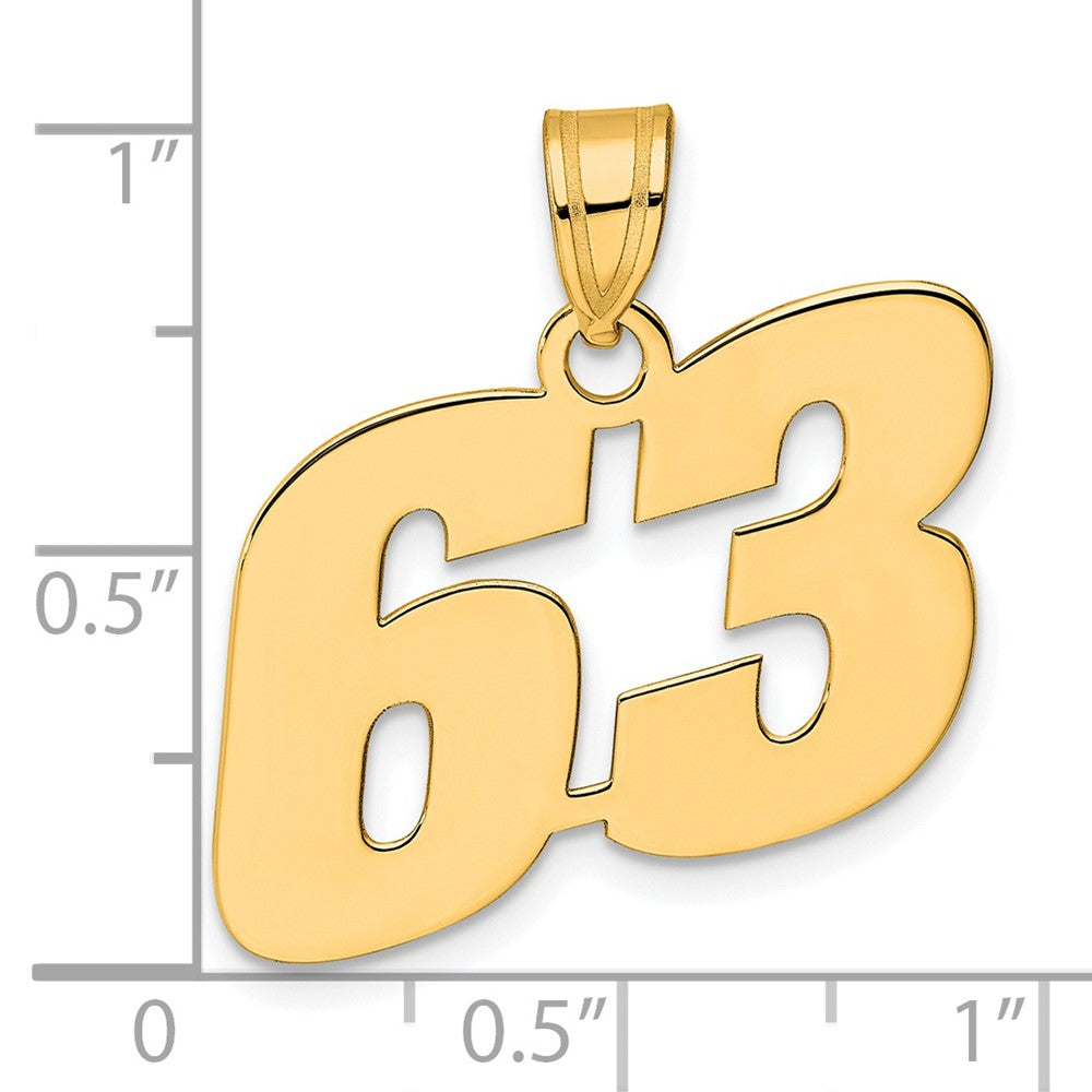 Charlie & Co Jewelry | 14k Polished Block Number 63 Pendant - Model BN63