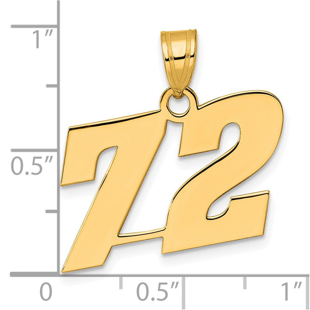 Charlie & Co Jewelry | 14k Polished Block Number 72 Pendant - Model BN72