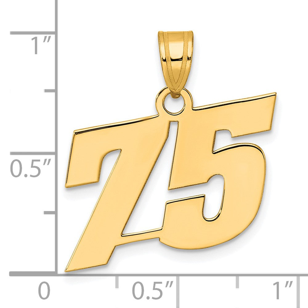 Charlie & Co Jewelry | 14k Polished Block Number 75 Pendant - Model BN75