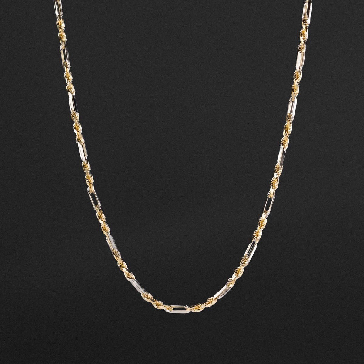 14k Gold 3.5mm Two-Tone Figarope Chain - Model CH-0397