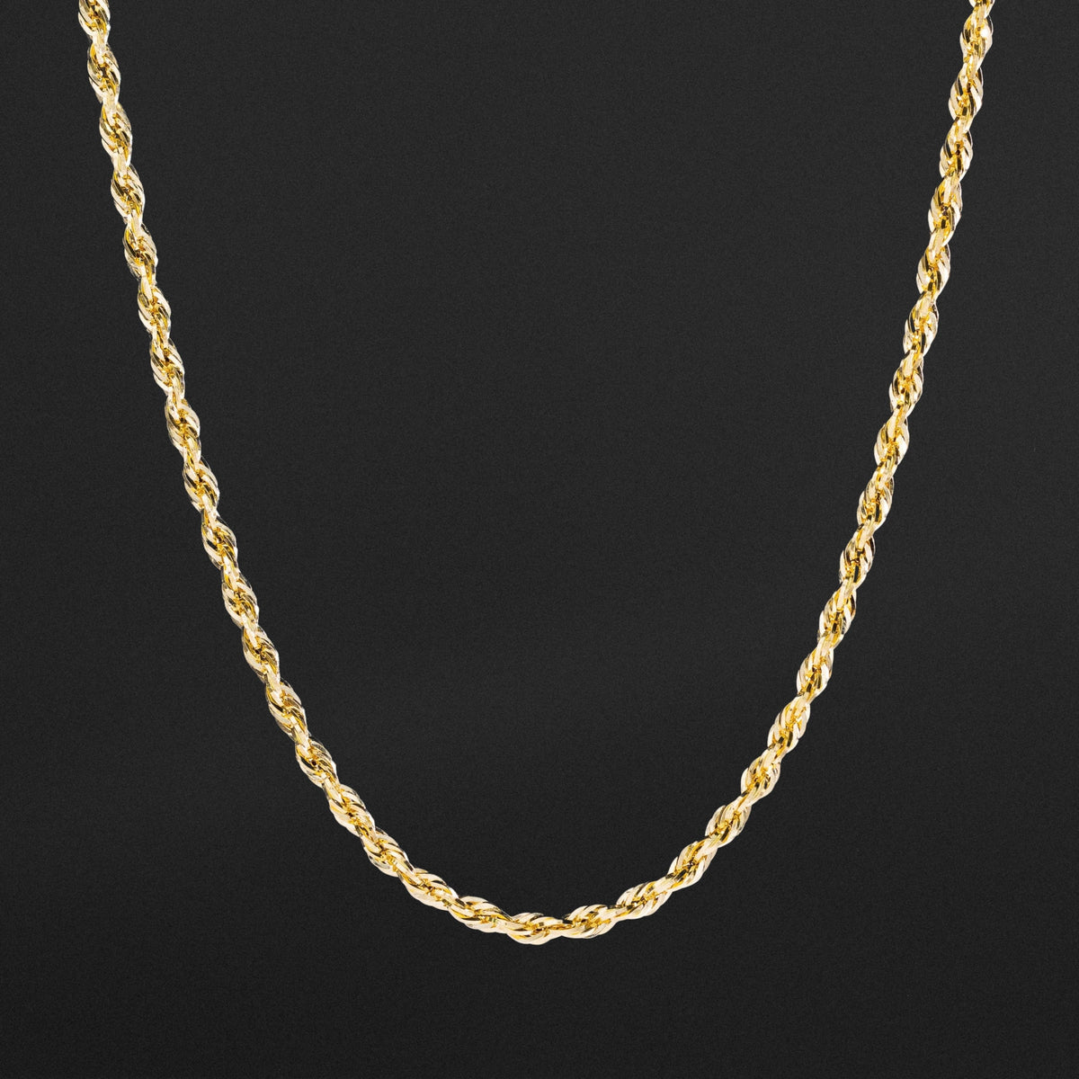 14k Gold 4mm Hollow Diamond-Cut Rope Chain - Model CH-0147