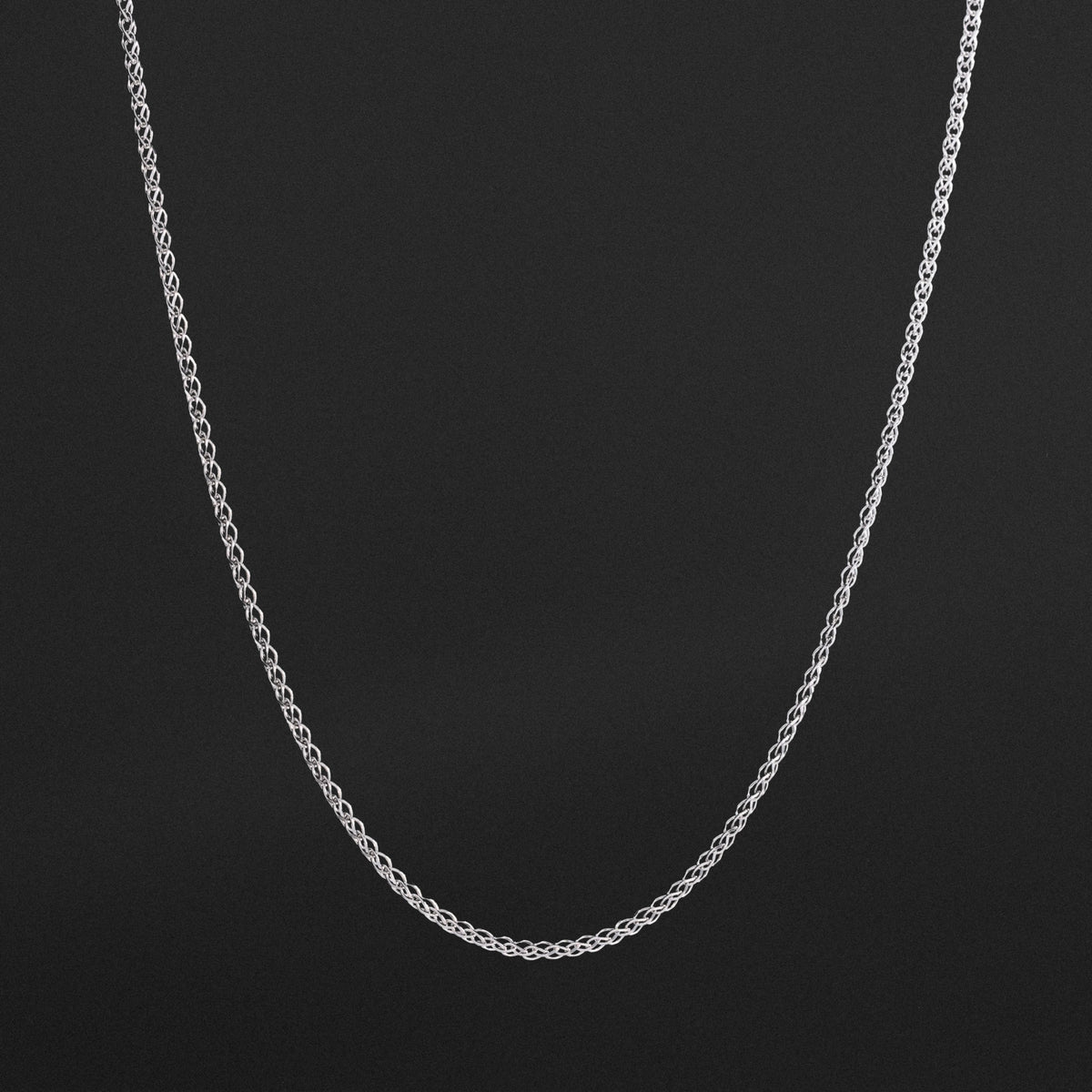 14K White Gold 2mm Flat Open Wheat Chain - Model 0466