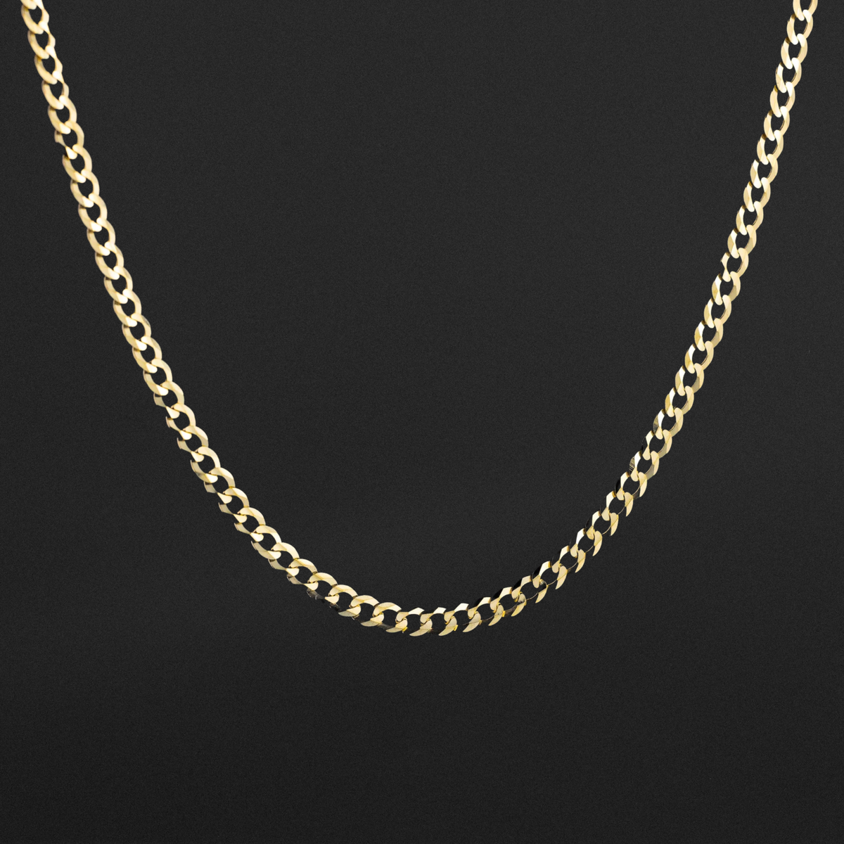 14K Gold 2mm Solid Cuban Chain