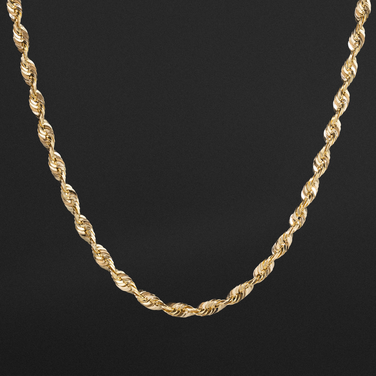 14k Gold 4.0mm Solid Lightweight Diamond-Cut Rope Chain - Model CH-0136