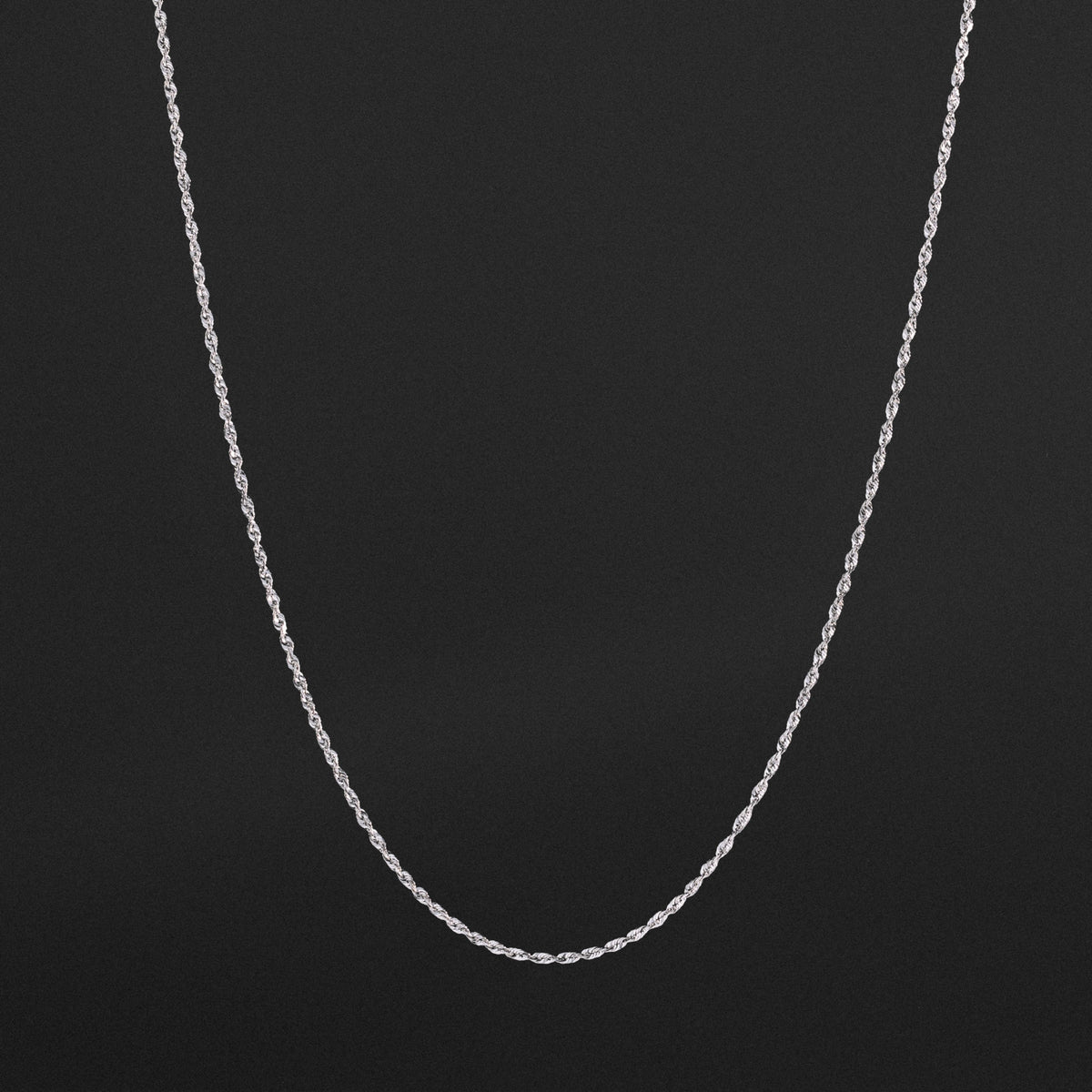 14k White Gold 1.5mm Solid Lightweight Diamond-Cut Rope Chain - Model CH-0144