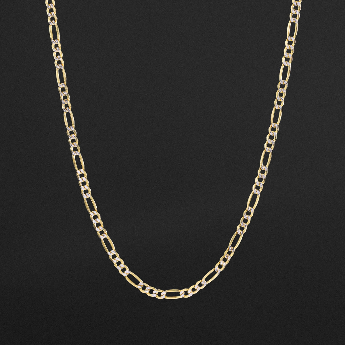 14k Gold 3.9mm Two-Tone Hollow Figaro Chain - Model CH-0160