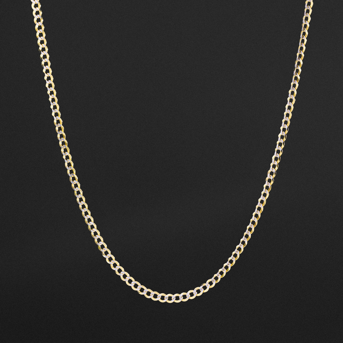 14k Gold 3.6mm Two-Tone Concave Curb Chain - Model CH-0127