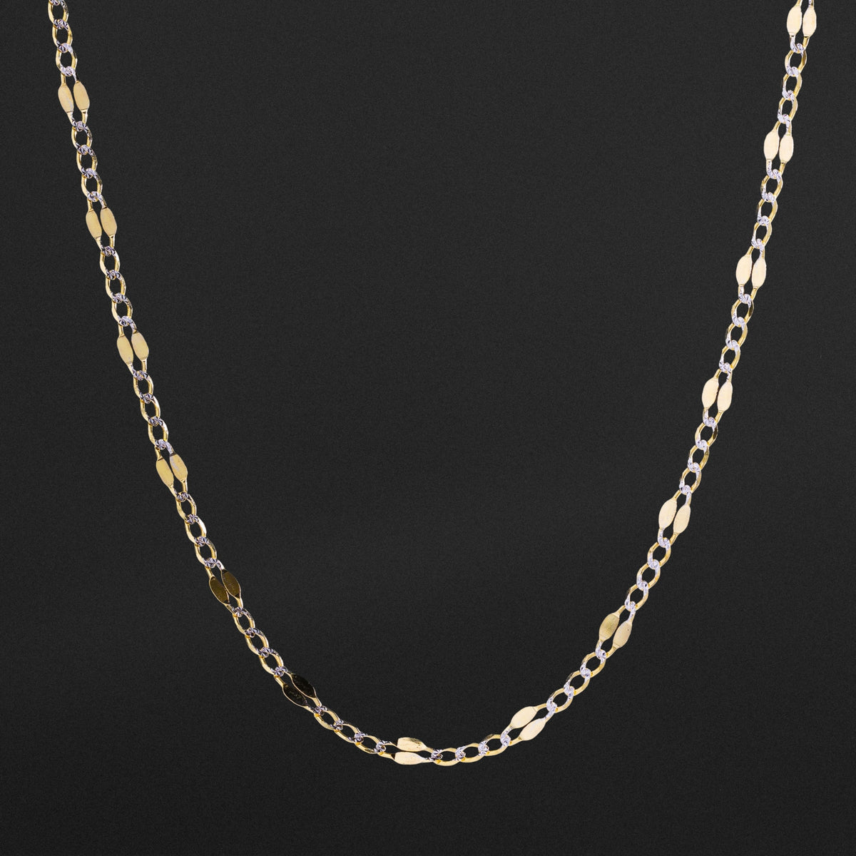 14k Gold 4.8mm Two-Tone Stamped Figaro Chain - Model CH-0131