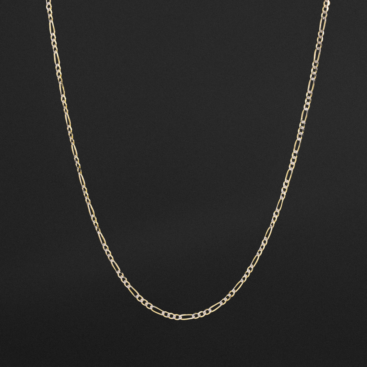 14k Gold 2.3mm Two-Tone Lightweight Figaro Chain - Model CH-0122