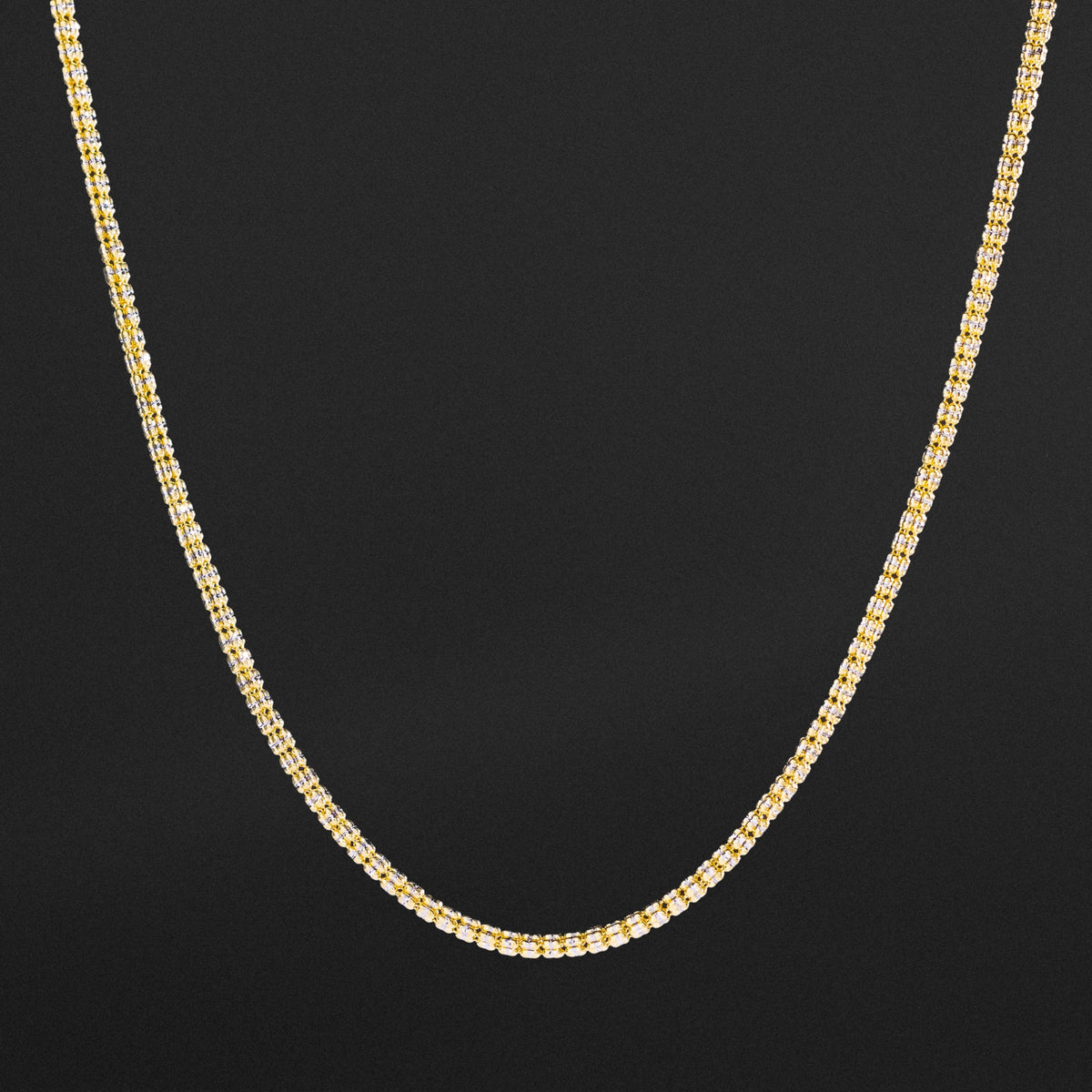 14k Gold Two-Tone Diamond-Cut Ice Chain - Model CH-0618