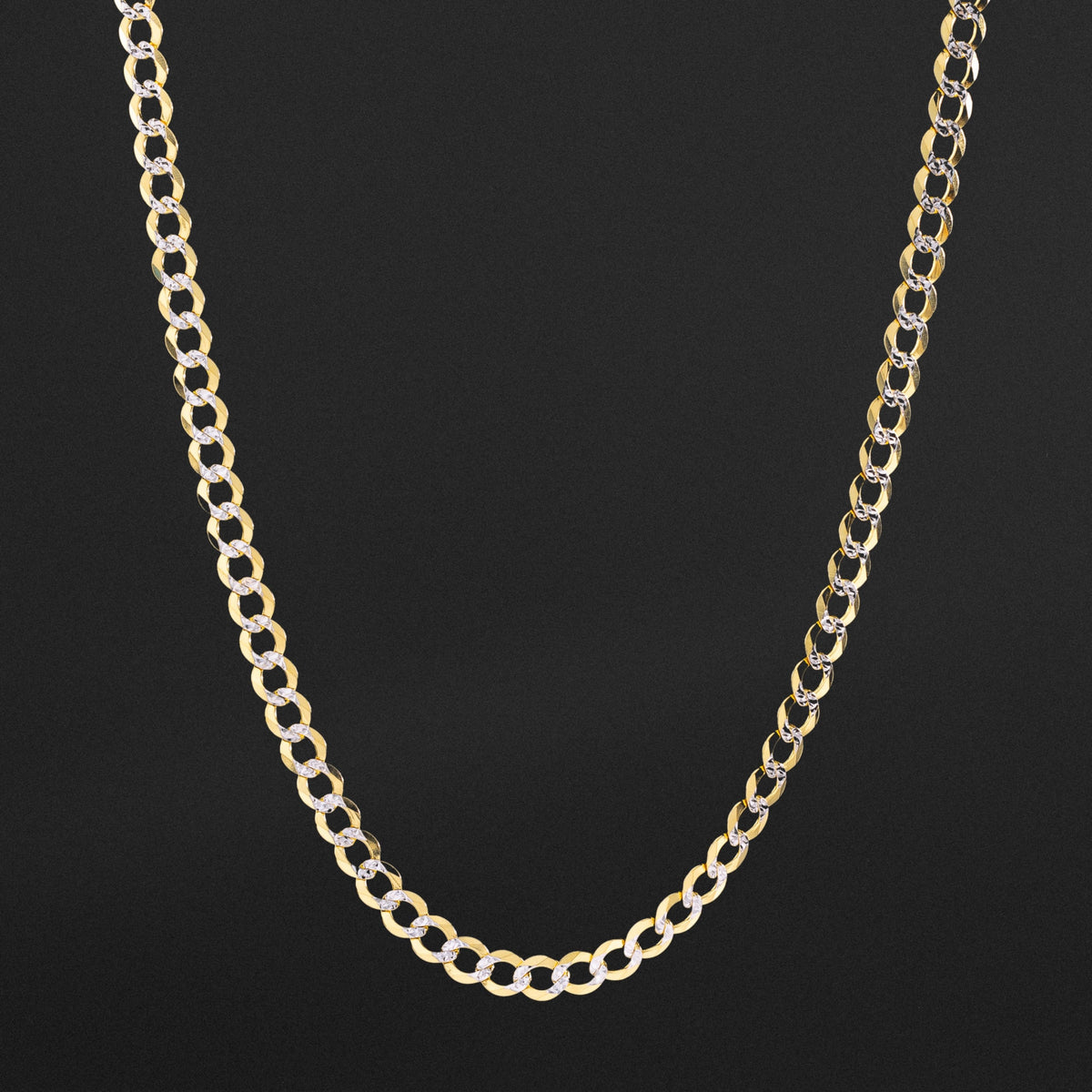 14k Gold 5.7mm Two-Tone Concave Curb Chain - Model CH-0125