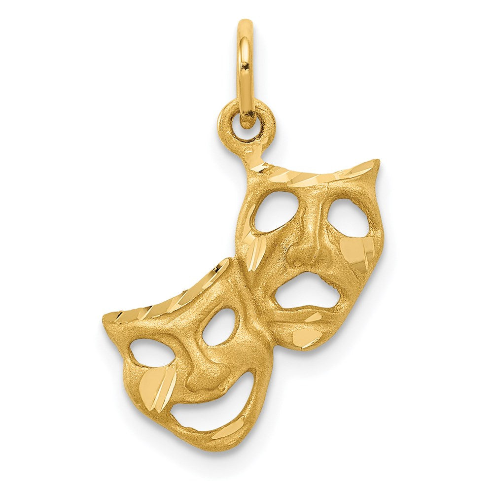 14K Gold Comedy/Tragedy Mask Charm Necklace - Charlie & Co. Jewelry