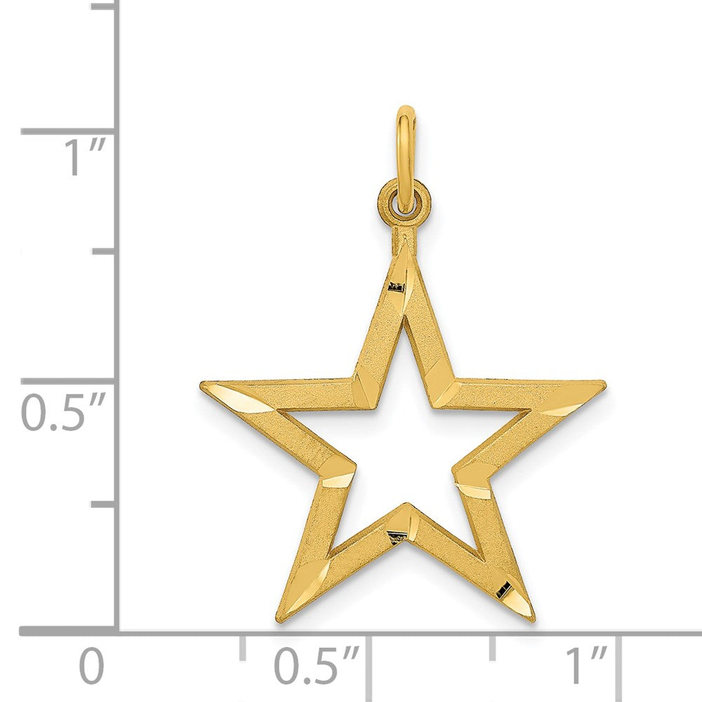 Gold Medium Diamond-cut Star Charm Necklace Model-C1115 - Charlie & Co. Jewelry